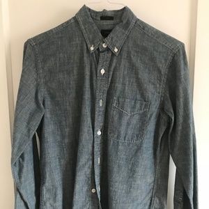 Mens Slim J Crew Blue Chambray Shirt
